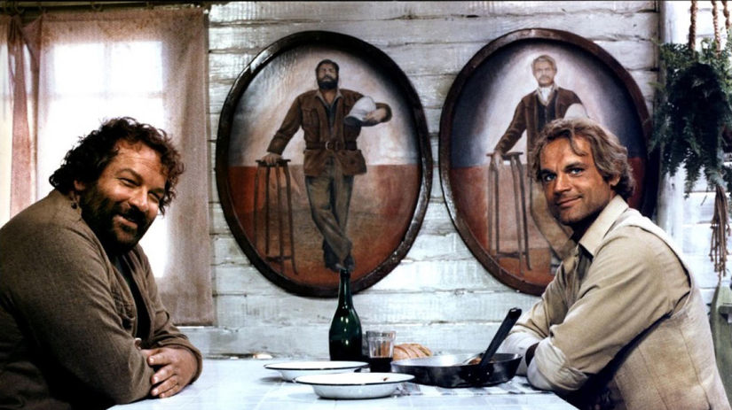 Bud Spencer a Terence Hill vo filme Hrochy v Afrike (1979).